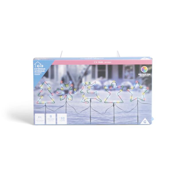 Lot de 5 pics lumineux à planter H50cm multicolore