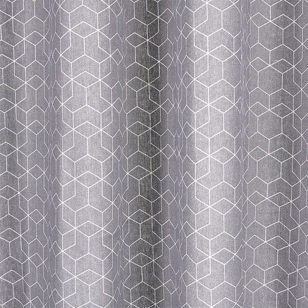 Rideau polycoton 140x240cm imprim&eacute; g&eacute;om&eacute;trique gris