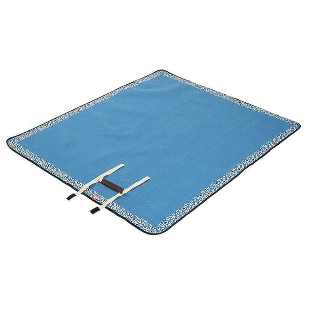 Tapis de pique-nique avec poign&eacute;e polyester bleu 125x150cm