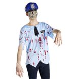 D&eacute;guisement adulte Halloween policier tshirt et masque - Taille M/L