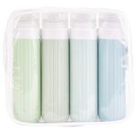 Flacon de voyage x4 silicone 90ml (2 mod&egrave;les bleu ou rose)