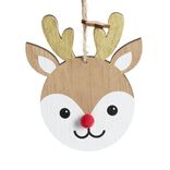 Renne &agrave; suspendre en bois  "Mon 1er No&euml;l" H11,5cm