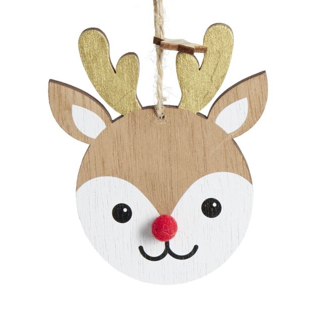 Renne &agrave; suspendre en bois  "Mon 1er No&euml;l" H11,5cm