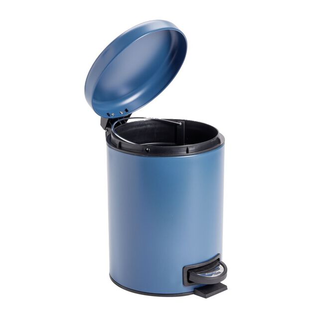 Poubelle &agrave; p&eacute;dale salle de bain m&eacute;tal bleu 5L &Oslash;20,5xH27,5cm