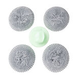 Éponge boule grattante x4 acier inox Ø8cm avec 1 poignée