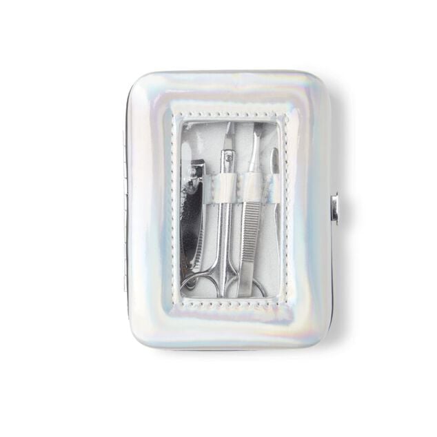 Set manucure 5 pi&egrave;ces avec trousse iridescente - 4 mod&egrave;les