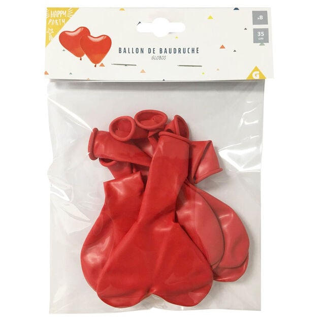 Ballon rouge en forme de coeur x8