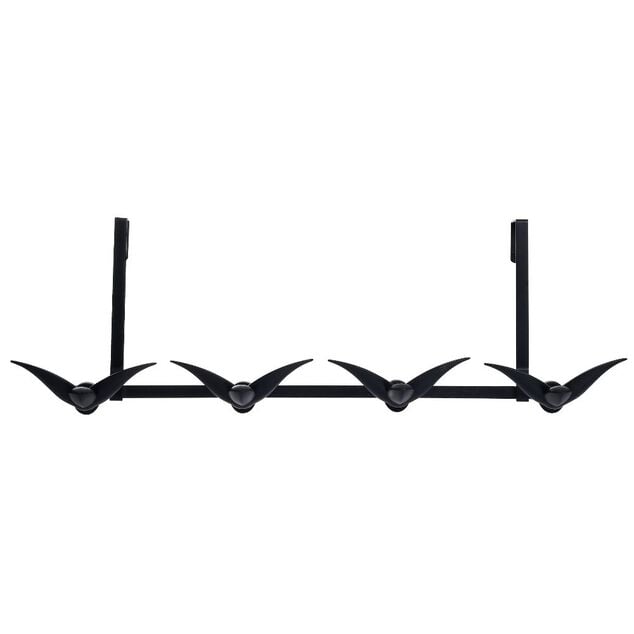 Pat&egrave;re de porte 4 crochets forme bonhomme suspendu m&eacute;tal noir