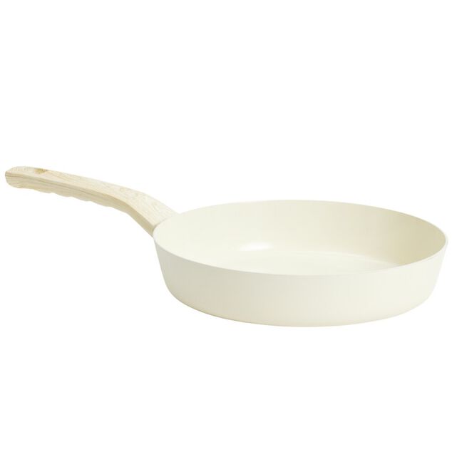 Po&ecirc;le poign&eacute;e effet bois aluminium et c&eacute;ramique beige &Oslash;24cm