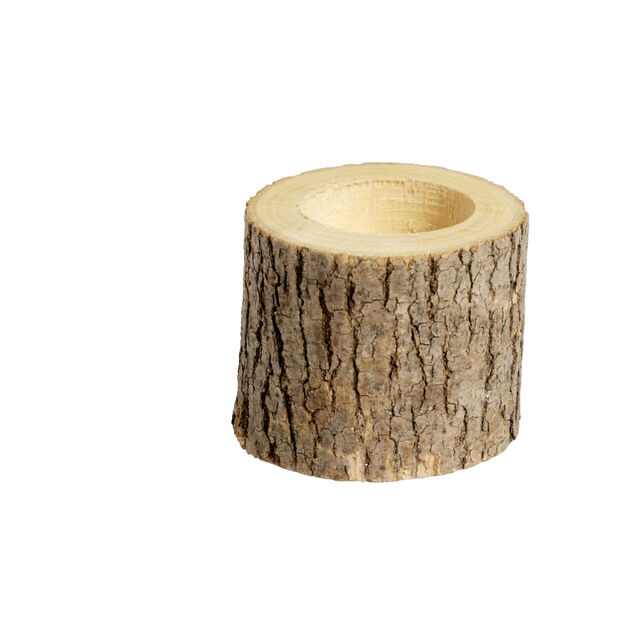 Bougeoir en bois forme rondin &Oslash;7xH5cm