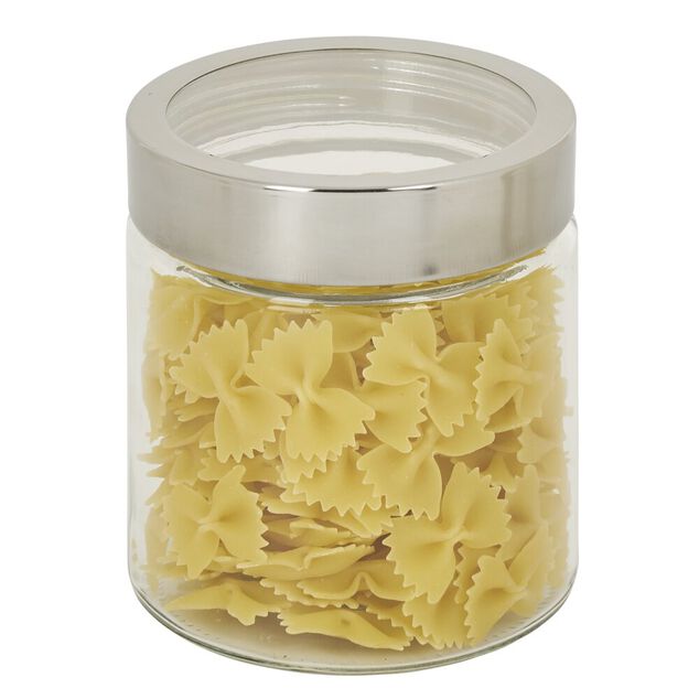 Bocal en verre transparent couvercle inox 800ml - &Oslash;11xH.12cm