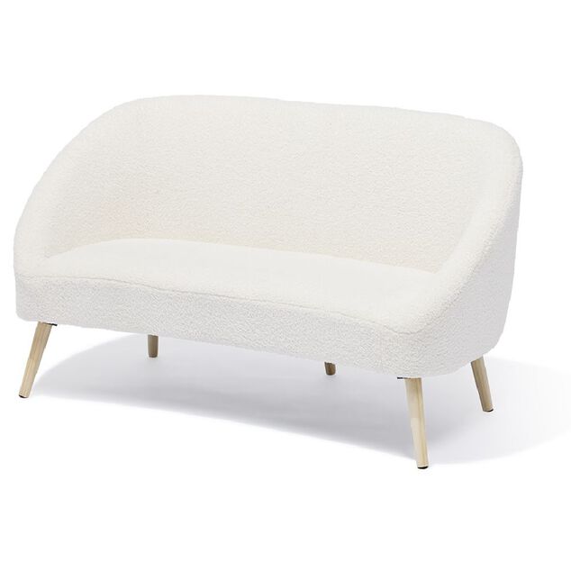 Canapé Joseph curly effet laine bouclée blanc  - L137xP69xH79 d