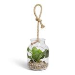 Pot en verre LED avec plante verte artificielle Ø11,5xH15,5cm