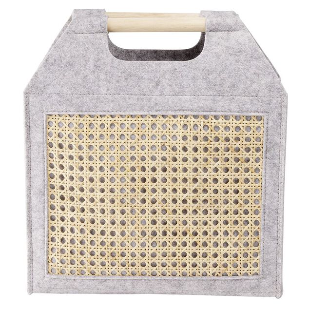 Pani&egrave;re feutrine et bambou grise Petit mod&egrave;le 37x10,5xH33,5cm