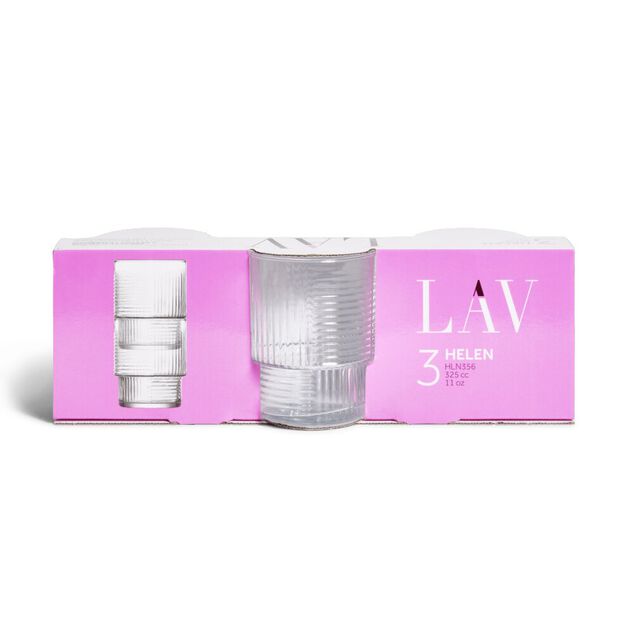 Lot de 3 gobelets en verre empilables 32,5cl