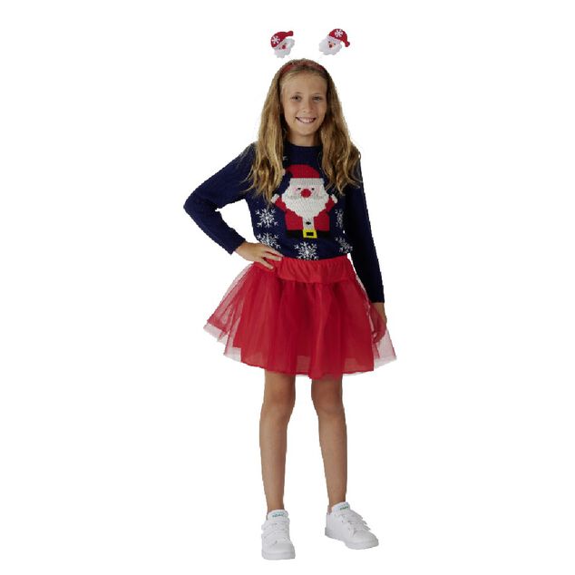 Ensemble tutu avec serre-tête Père Noël rouge fille