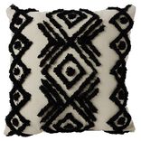 Coussin de sol tuft&eacute; ethnique 50x50cm beige et noir