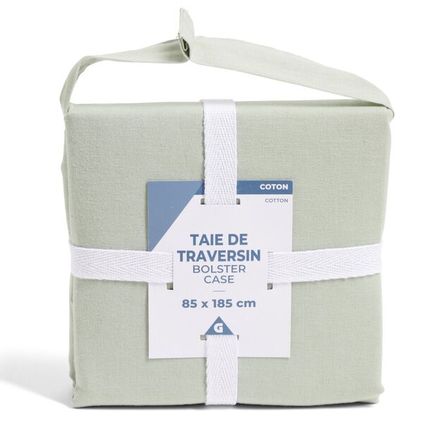 Taie de traversin 85x185cm 100% coton vert c&eacute;ladon