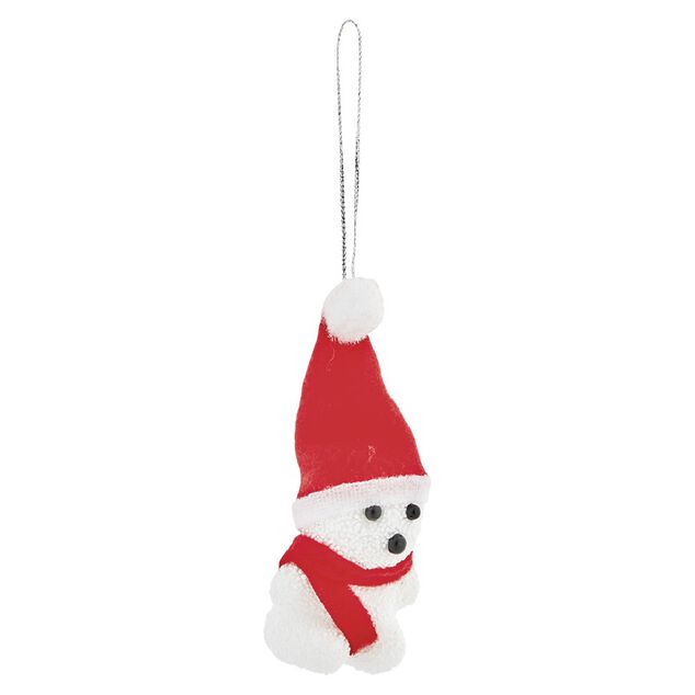 Suspension de No&euml;l ourson blanc et rouge x2