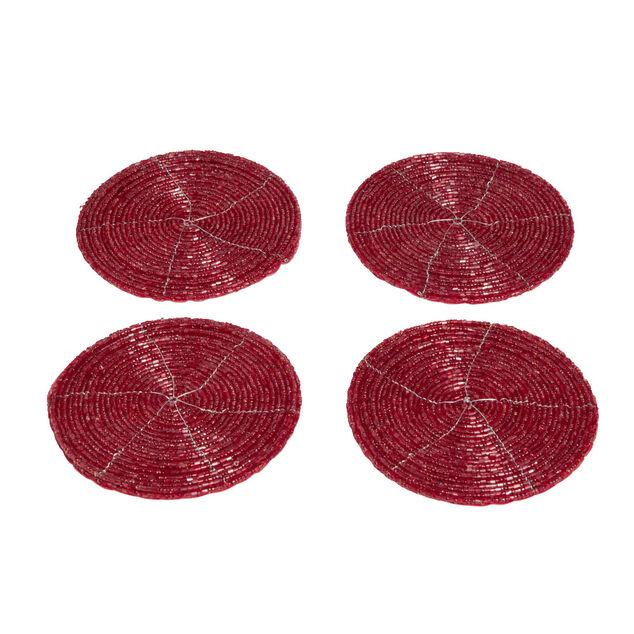 Dessous de verre x4 perle rouge &Oslash;10cm