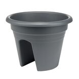 Pot de fleur balcon rond plastique noir &Oslash;29,5xH22,5cm