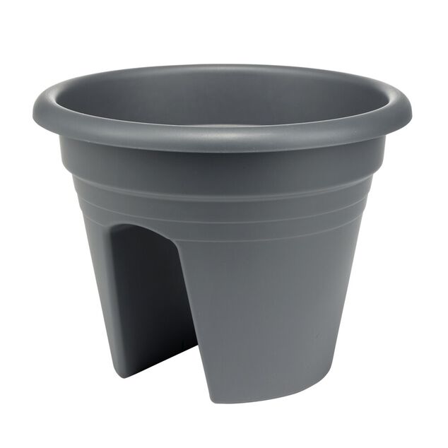Pot de fleur balcon rond plastique noir &Oslash;29,5xH22,5cm