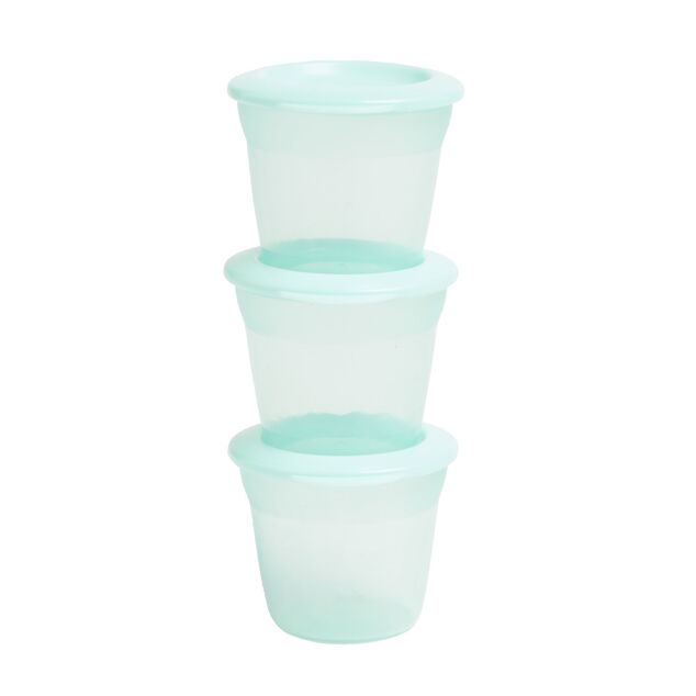 Pot avec couvercle pour snack en plastique rose 110ml (lot de 3)