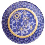 Lot de 10 assiettes jetables en carton bleu motif doré