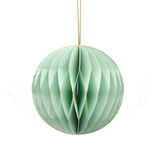 Suspension boule 3D en papier certifi&eacute; FSC&reg; vert et dor&eacute; &Oslash;8cm