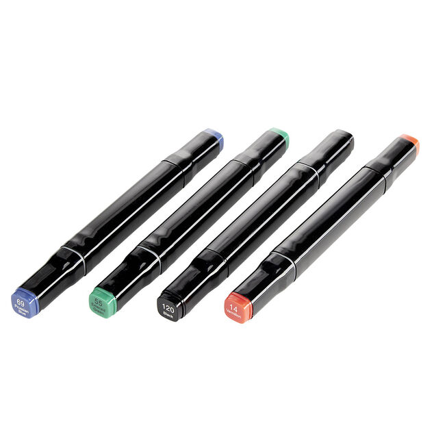 Lot de 4 marqueurs double pointe 4 couleurs L15cm