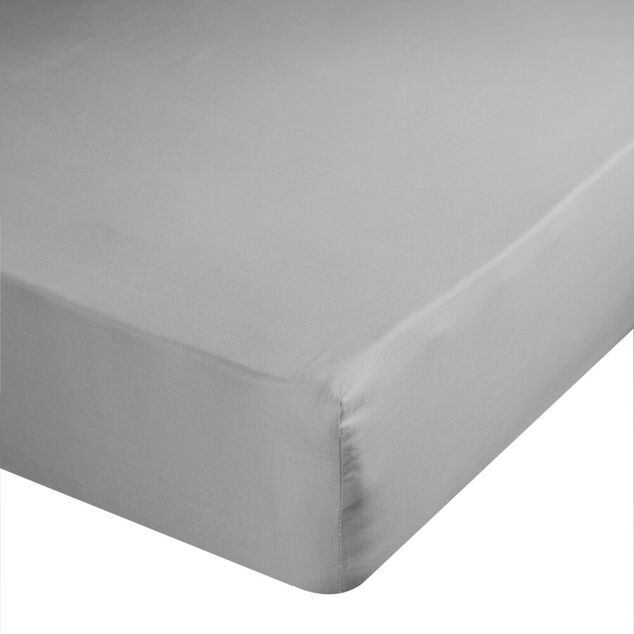 Drap housse 90x190cm 100% coton gris clair