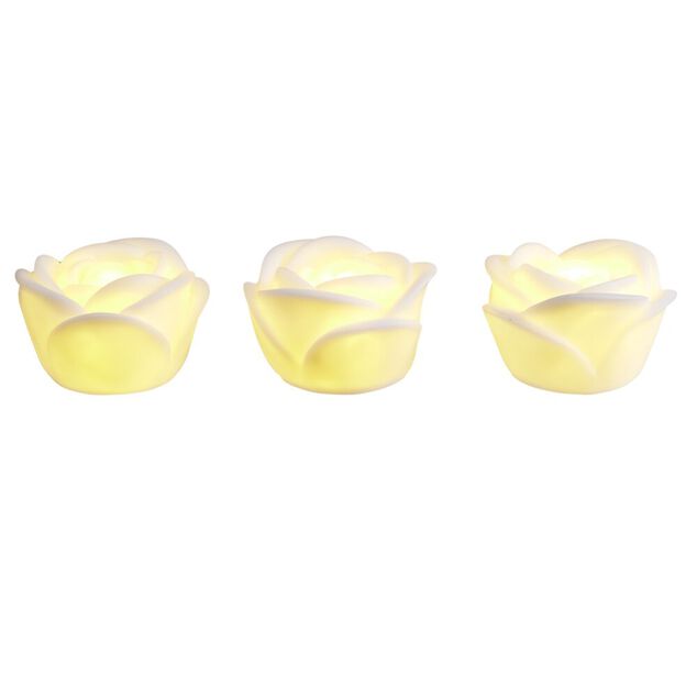 Bougie LED bouton de rose x4 blanc chaud &Oslash;6,5xH4cm
