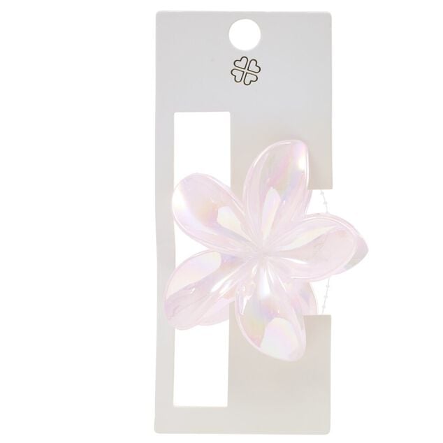 Pince cheveux fleur de tiar&eacute; plastique rose L10cm
