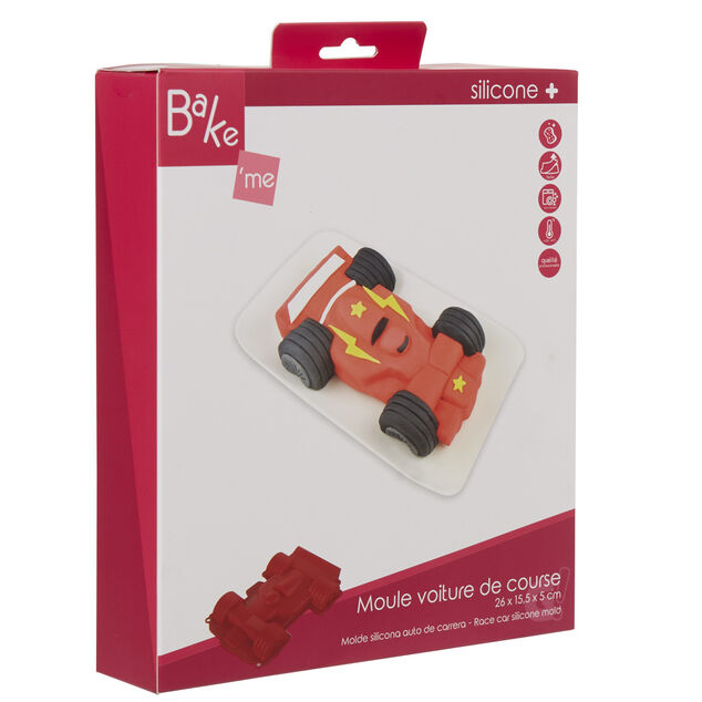 Moule voiture de course 3D silicone rouge