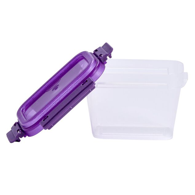 Bo&icirc;te alimentaire rectangulaire 500ml Fresh System plastique transparent et violet