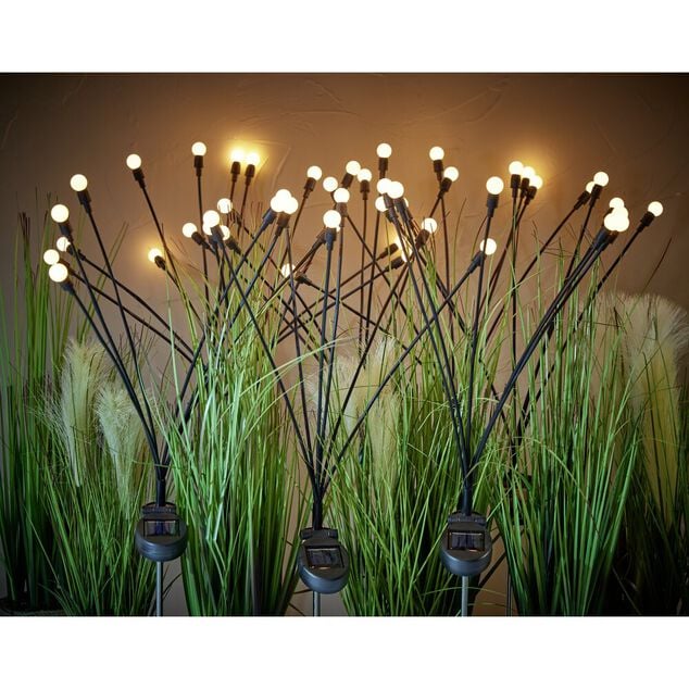 Pic bulbe effet lucioles solaire &agrave; LED blanc chaud H70cm