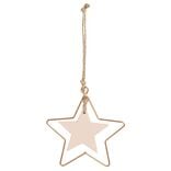 Suspension étoile métal doré et bois rose 8xH20cm
