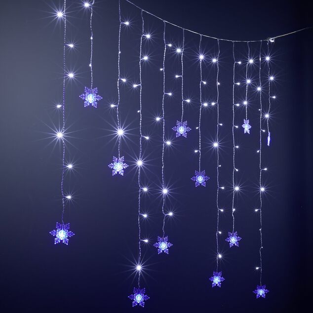 Guirlande de No&euml;l lumineuse 90LED bordure toit flocon blanc froid