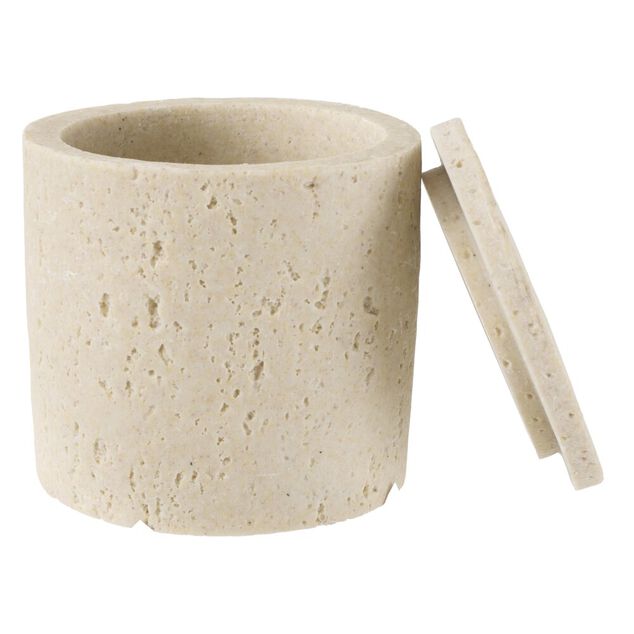 Bo&icirc;te d&eacute;corative effet pierre beige &Oslash;10xH9,,5cm