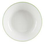 Assiette creuse porcelaine blanc liser&eacute; vert &Oslash;20cm