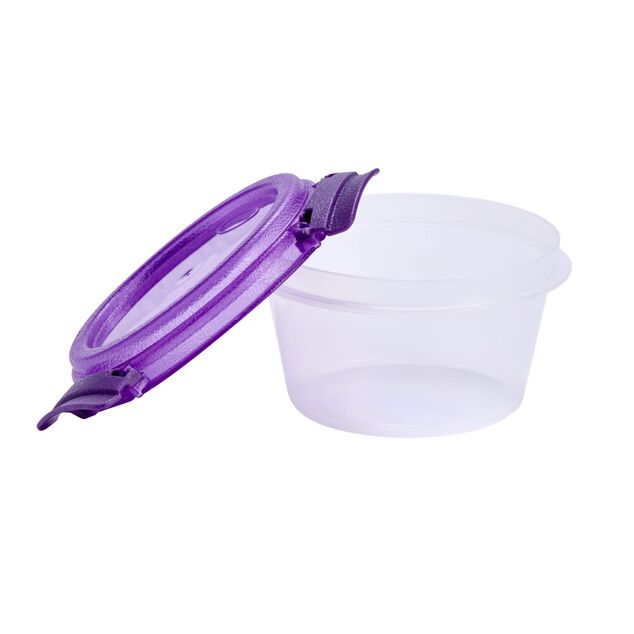 Bo&icirc;te alimentaire ronde 380ml Fresh System plastique transparent et violet &Oslash;12xH7cm