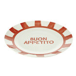 Assiette plate porcelaine "Buon Appetito" blanche et rouge Ø26,5cm