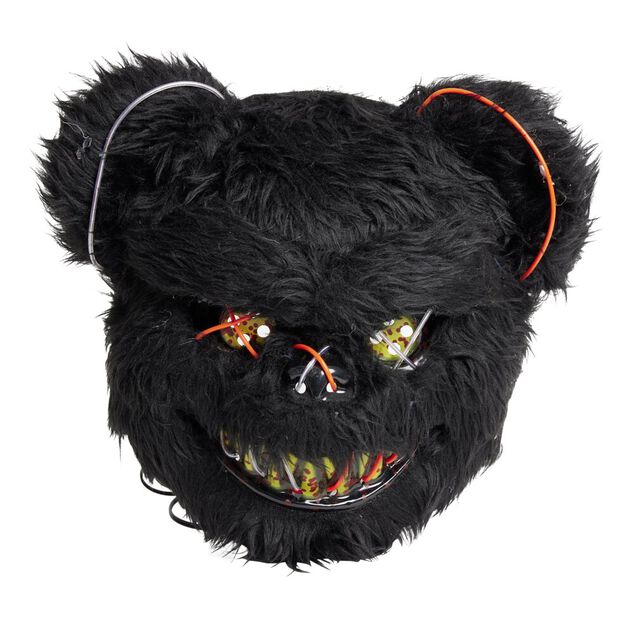 Masque Halloween LED ours fourrure noire