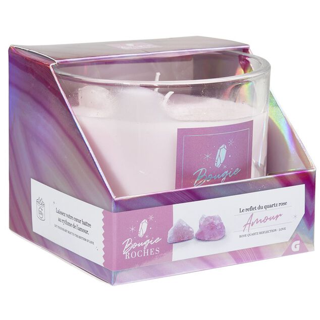 Bougie roche am&eacute;thyste s&eacute;r&eacute;nit&eacute; violet 35H