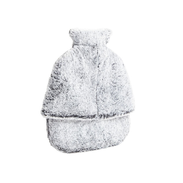 Bouillotte pour pieds 1,8L housse fausse fourrure grise