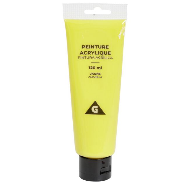Tube peinture acrylique 120ml jaune