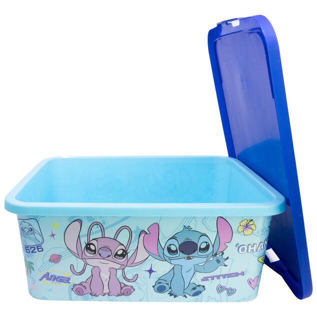 Box de rangement Disney Stitch et Angel 13L plastique bleu 40x30xH15,5cm