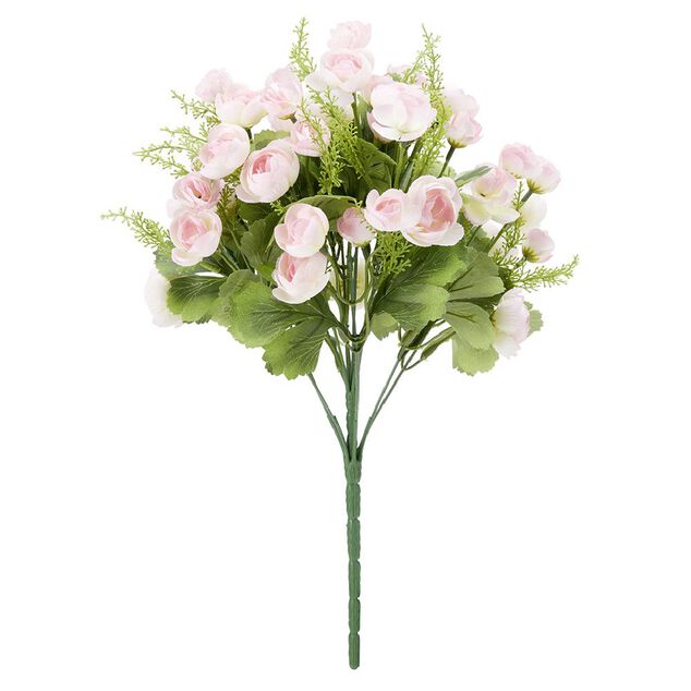Piquet mini rose H35 cm rose p&acirc;le - Fleur artificielle 12 t&ecirc;tes