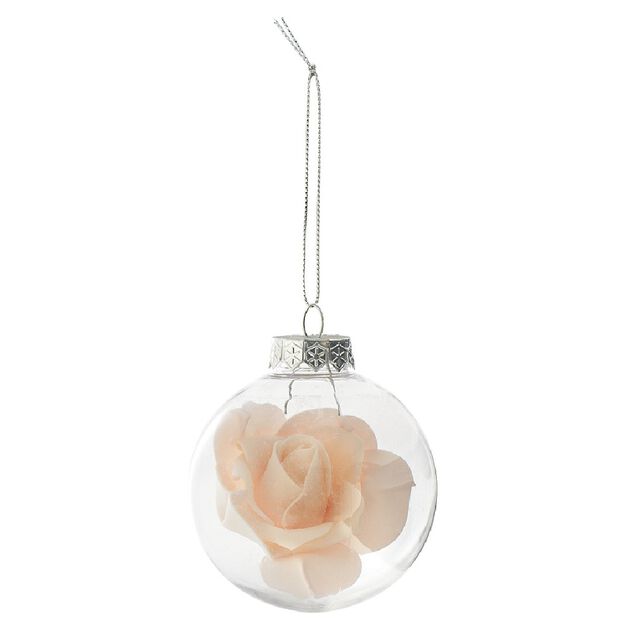 Boule en verre transparent avec rose