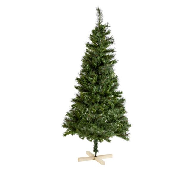 Sapin de No&euml;l artificiel pied en bois H180 cm 474 branches vert